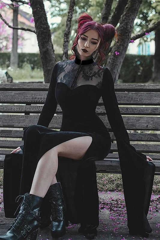 Velvet Lace Gothic Halloween Dress