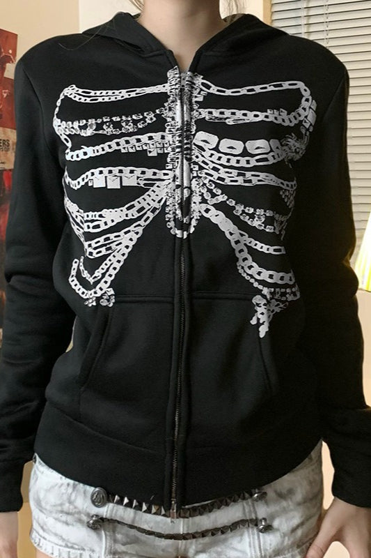 Street Style Chain Skeleton Hoodie