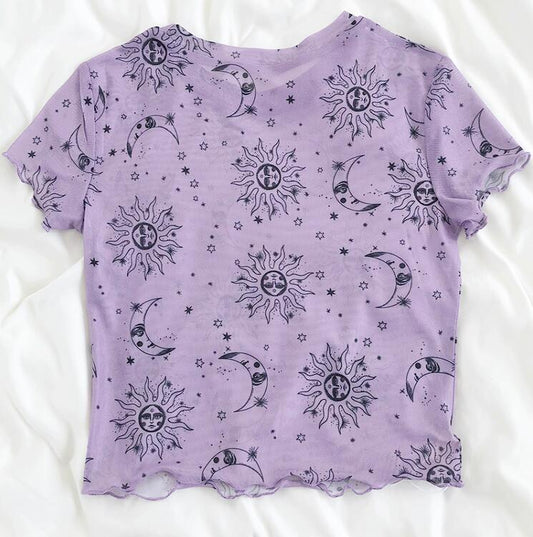 Celestial Mesh Crop Top (Purple)