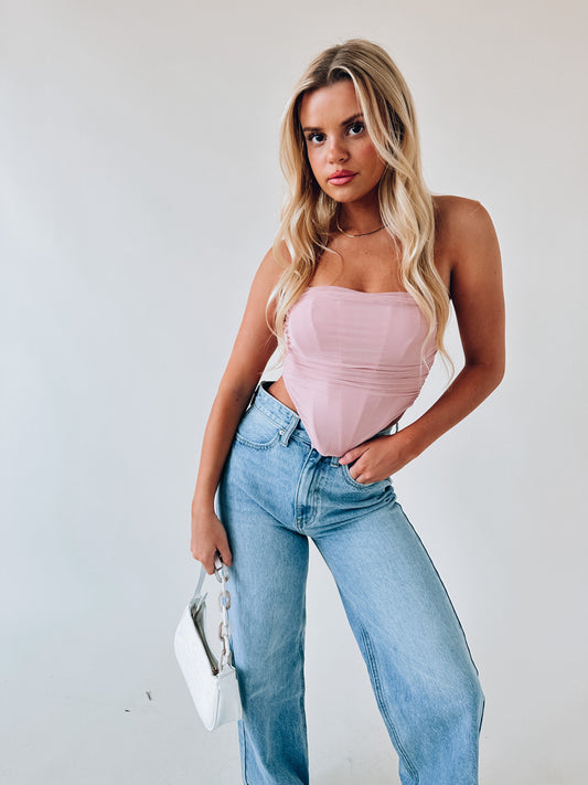 Mauve Mesh Bustier Top