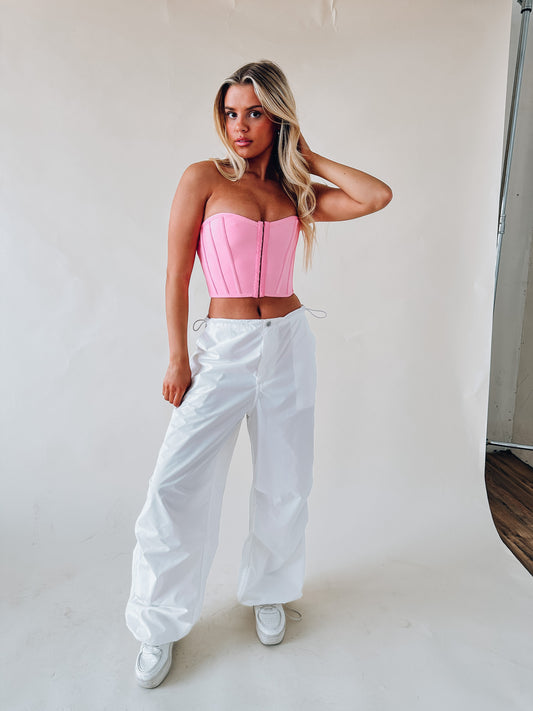 Adele Strapless Corset Top In Blush