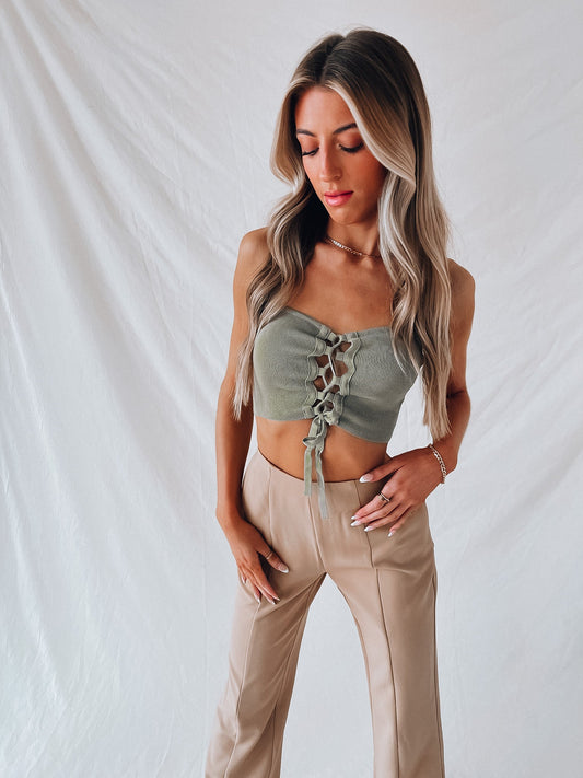 SALE :Coralee Lace up Crop Top