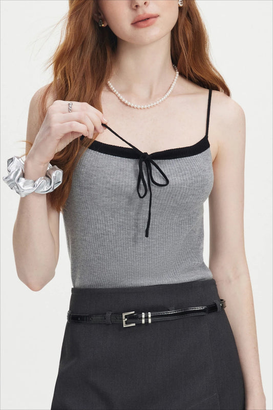 Knit Bow Cami Twinset Cardigan