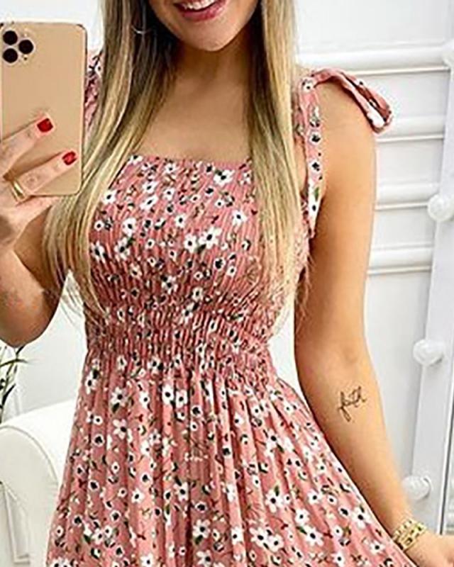 Sling Stitching Print Irregular Tube Top Dress - Trendha