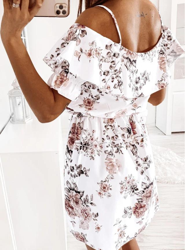 Fashion Sexy Sling Floral Waist Dress - Trendha