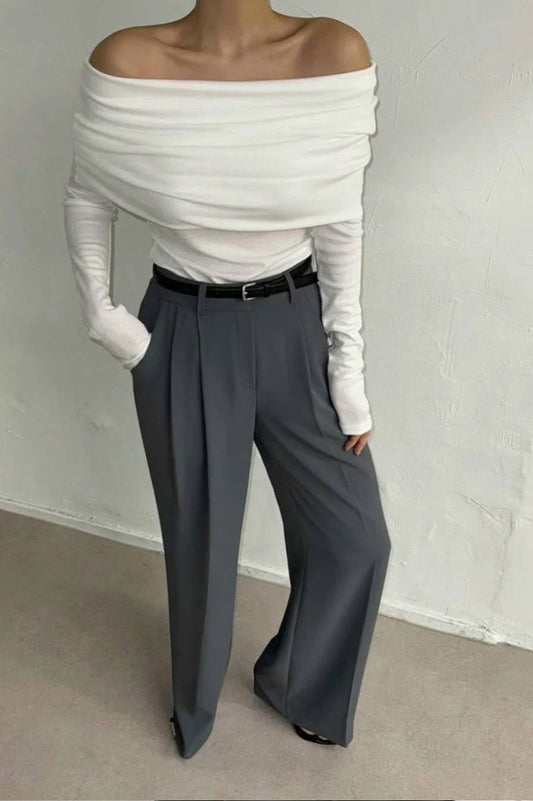 Off Shoulder Slim Knit Sweater