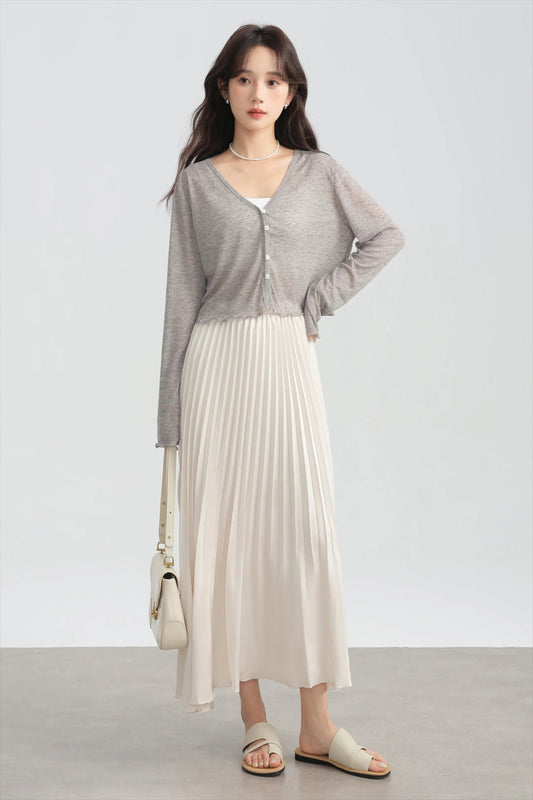 Tencel V-Neck Cropped Cardigan