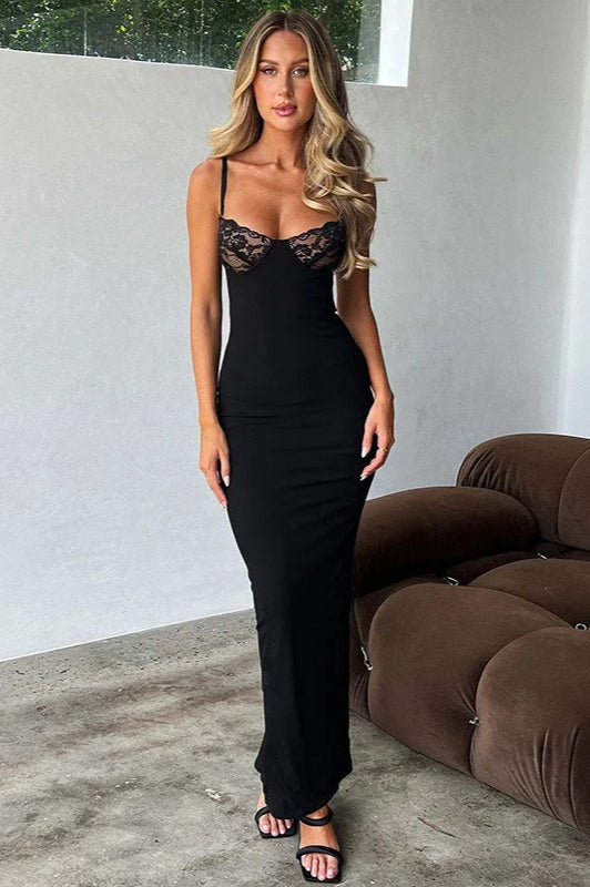 Halloween Lace Trim Sexy Backless Maxi Dress