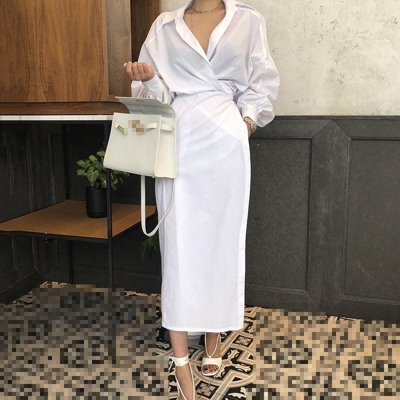 Pure Color Temperament Shirt Dress - Perfect for OL Commuting - Trendha