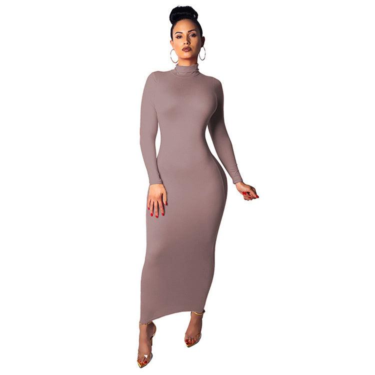 Long sleeve high neck dress - Trendha