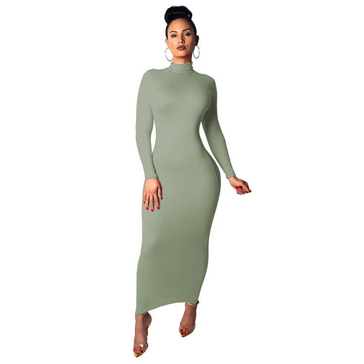 Long sleeve high neck dress - Trendha