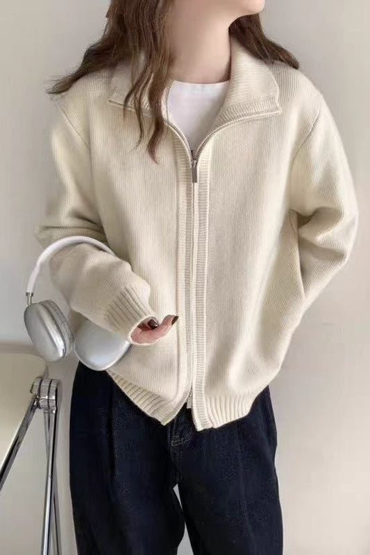 High Neck Double Zip Sweater
