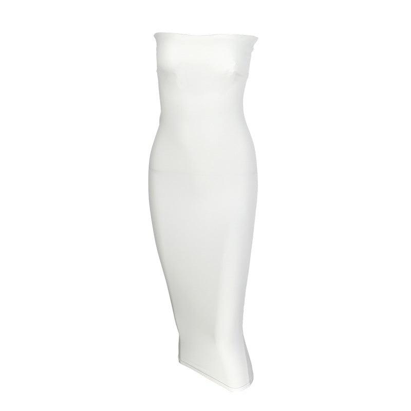 Fashion Over The Knee Tube Top Solid Color Dress - Trendha