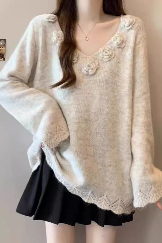 V-Neck Vintage Floral Sweater