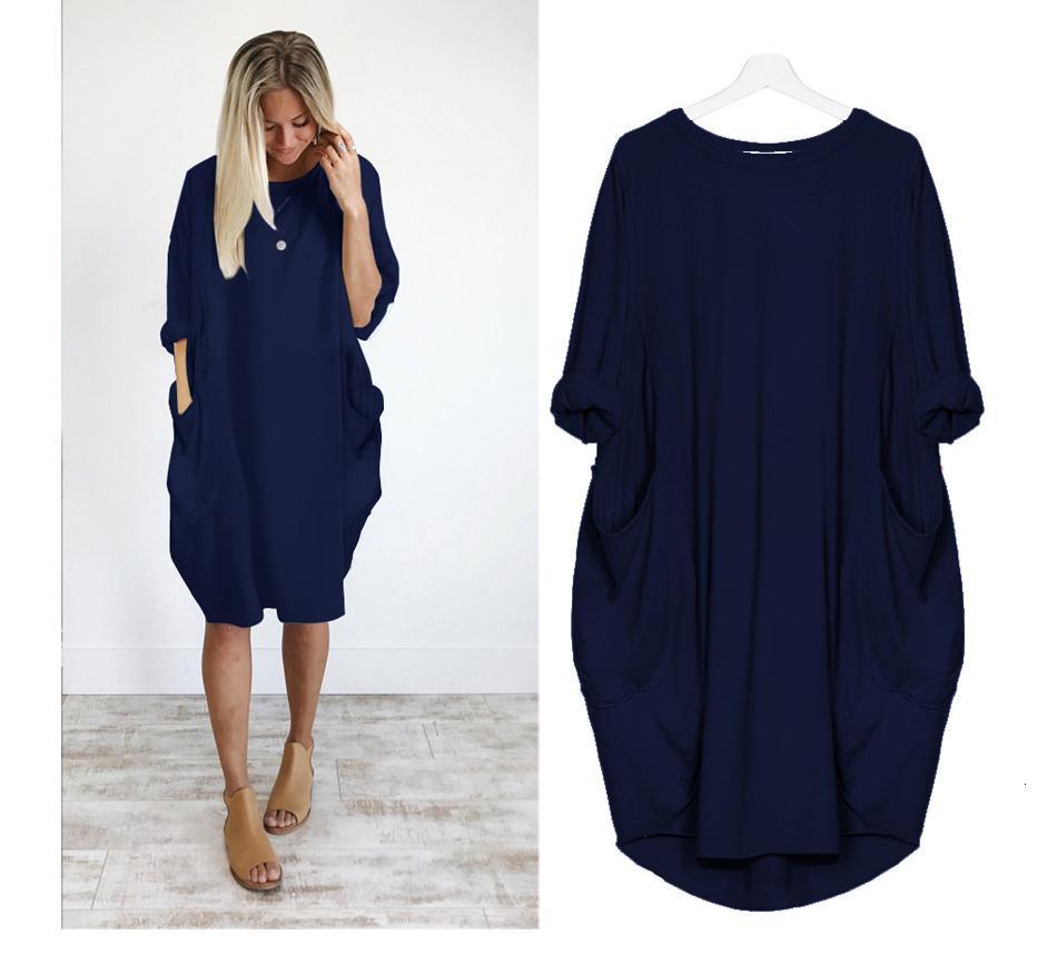 loose large swing stitching long dress - Trendha