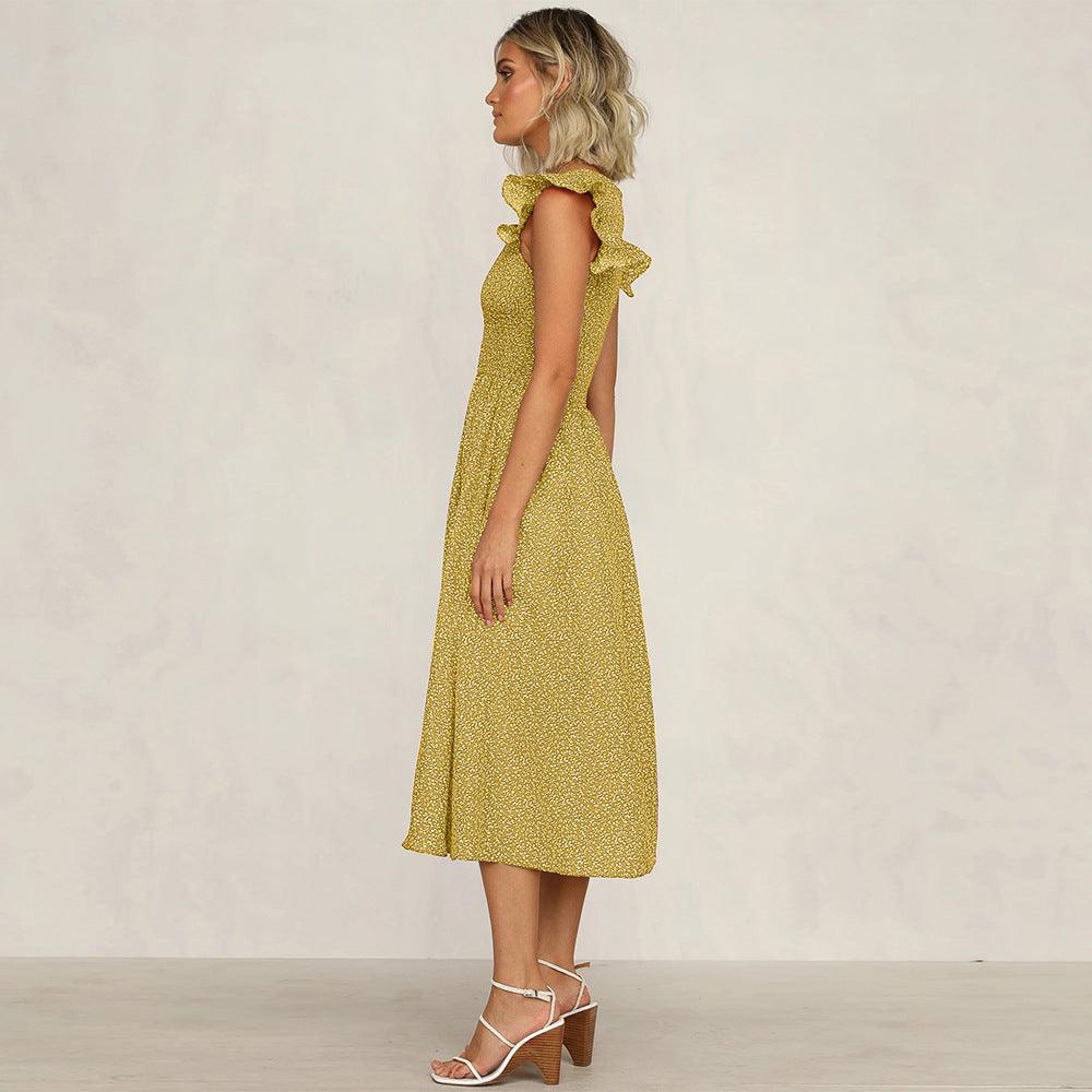 Small floral wood ear dress - Trendha