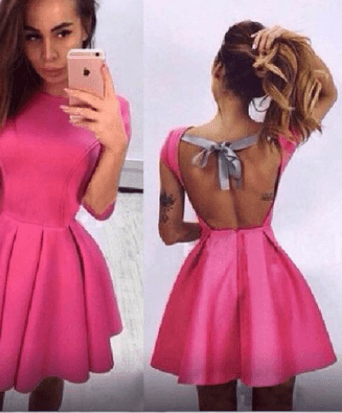 Sexy Backless Ribbon Decoration Dress - Trendha