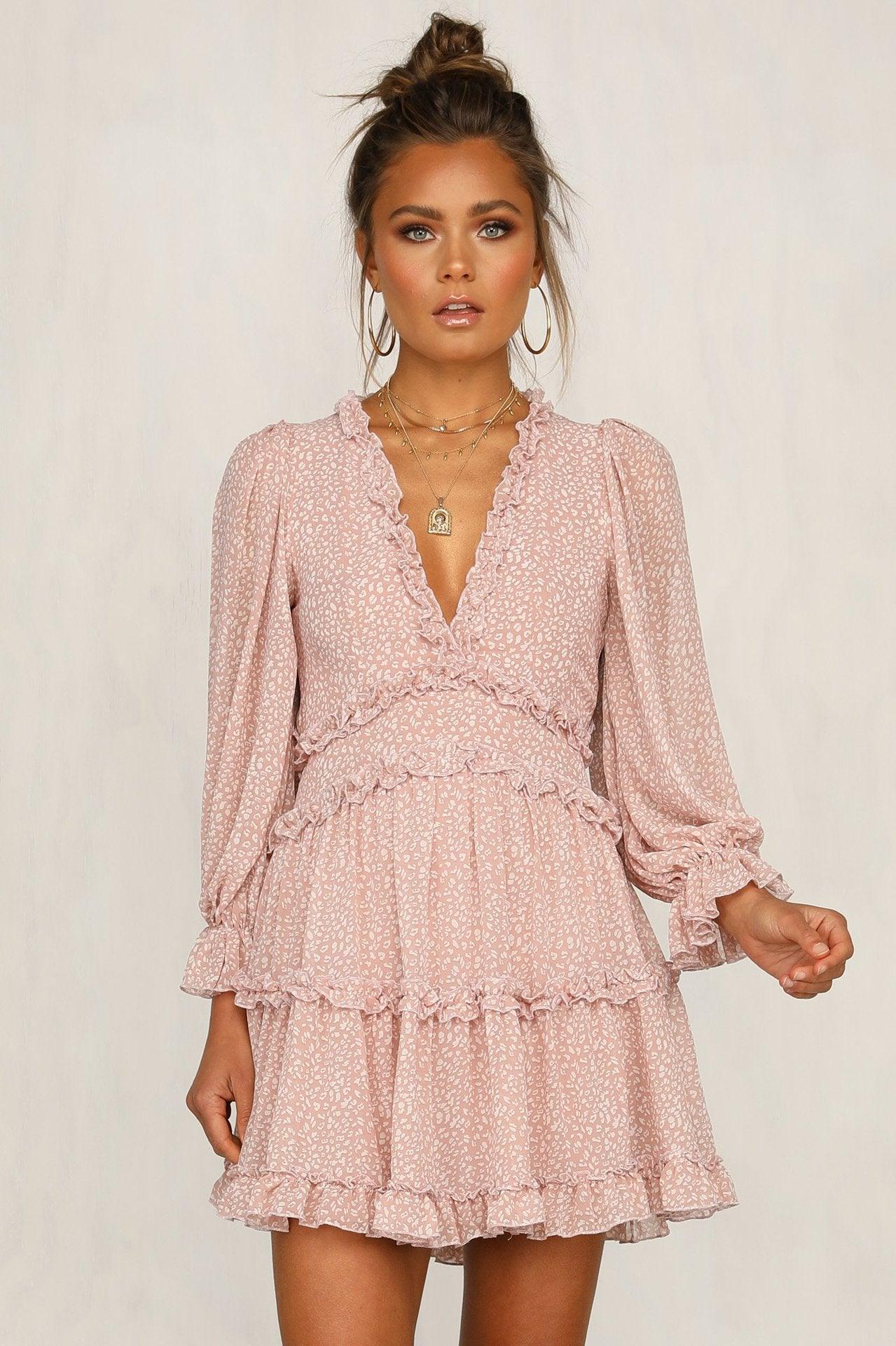 V-neck chiffon short dress - Trendha