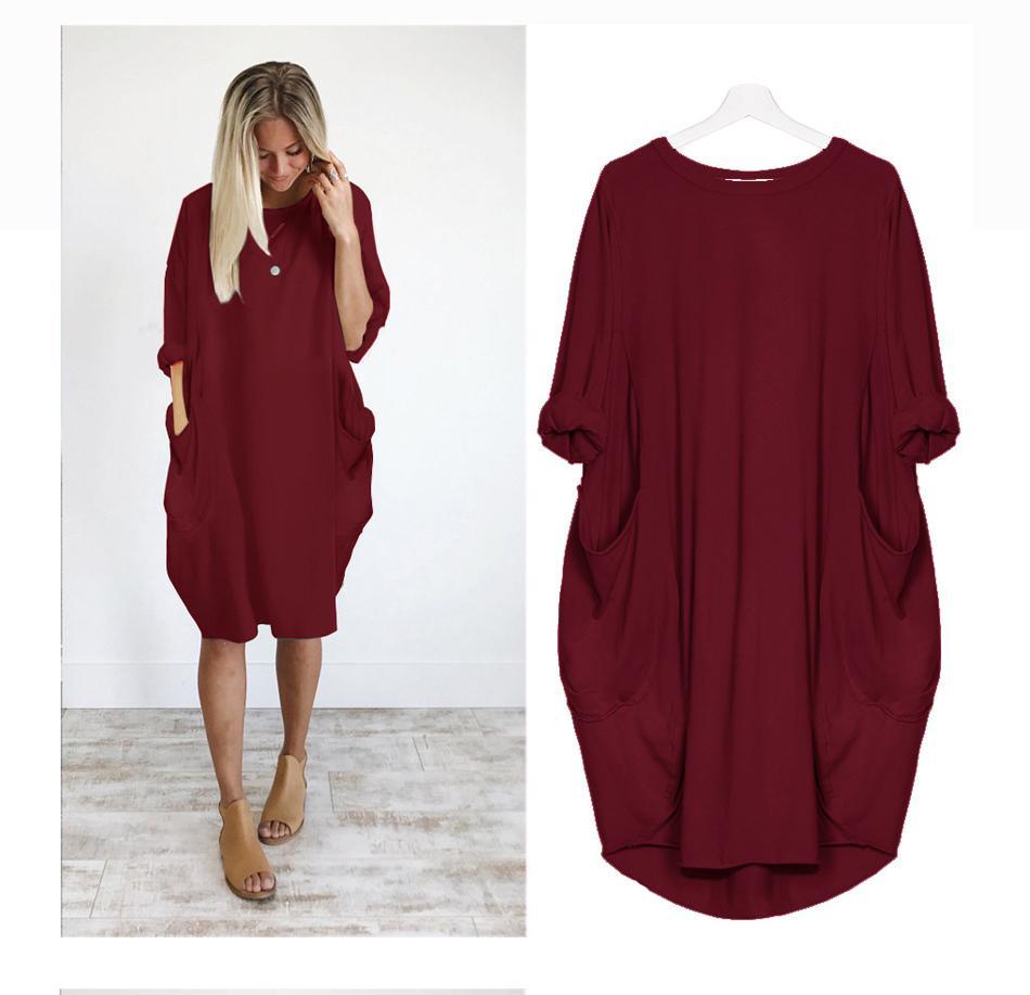 loose large swing stitching long dress - Trendha