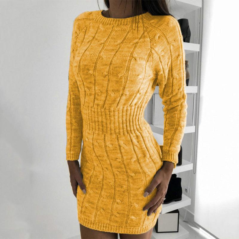 Mid-length Bag Hip Waist Twist Sweater Dress - Trendha