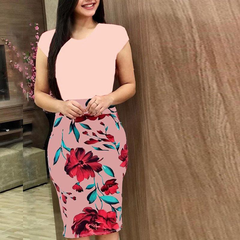 Printed Office Midi Pencil Dress Large Women Dress - Trendha