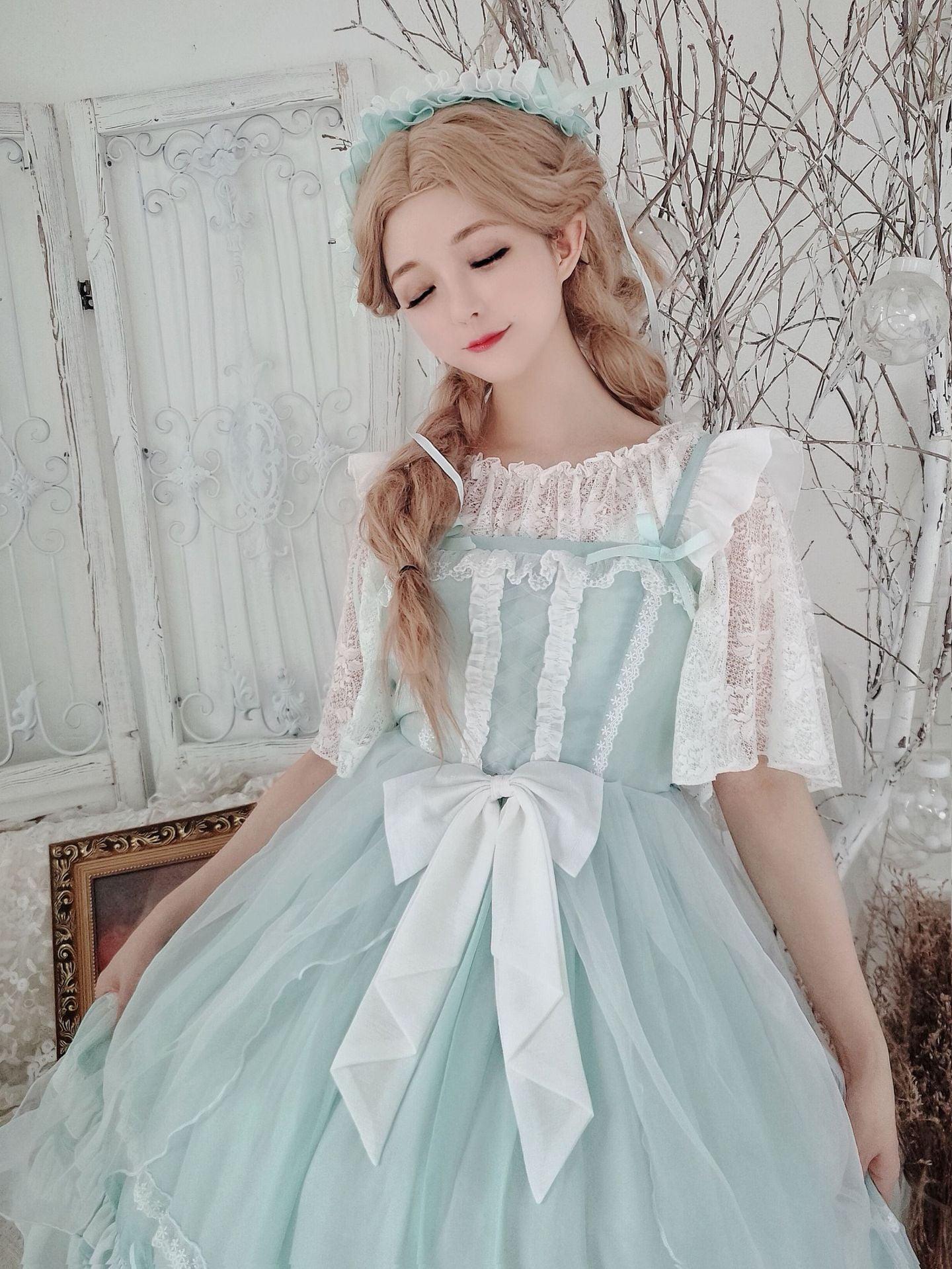 Original Lolita Sweet And Cute Style Miss Peer Jsk Suspender Dress - Trendha