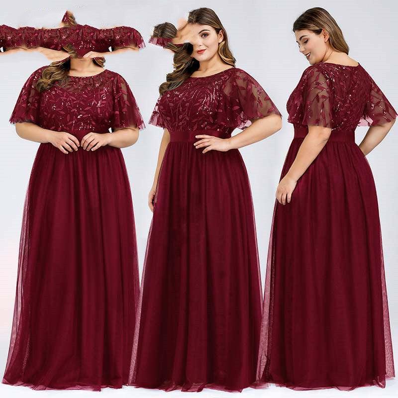 Fat Women High Sequins Mesh Long Dress 9XL - Trendha