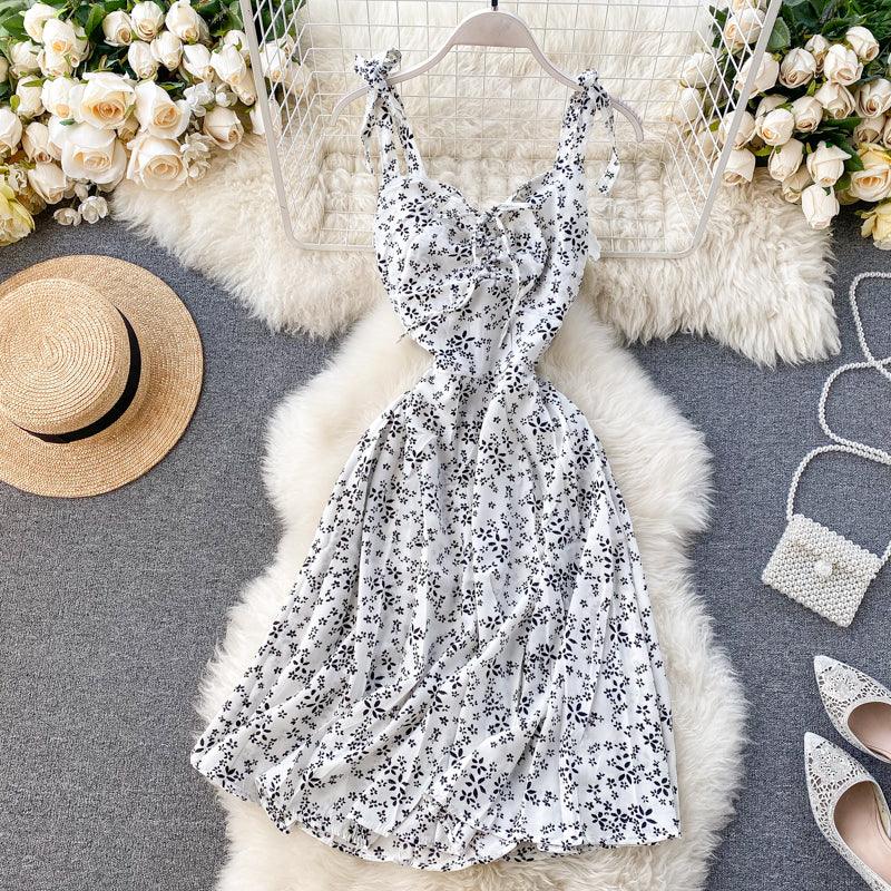 V-neck drawstring waistband Floral Dress - Trendha