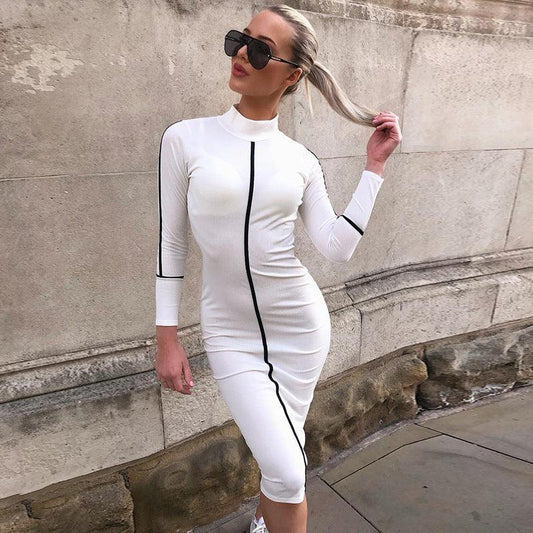 High neck long sleeve dress - Trendha