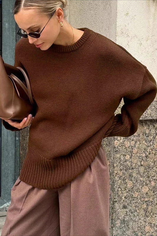 Casual Ribbed Knit Sweater