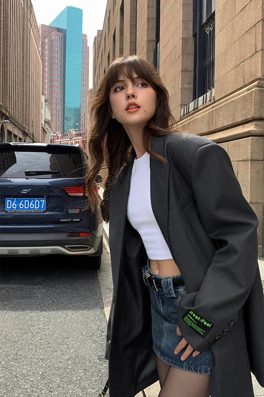 Retro Loose V-Neck Blazer