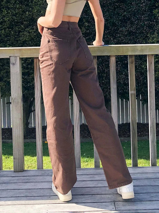 FashionSierra - 2025 Women Wide Baggy Oversized Classic Casual Brown Trouser