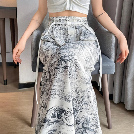 2025 High Waist Casual Summer Slacks Pants Women Ice Silk Ankle-Length Long Pants