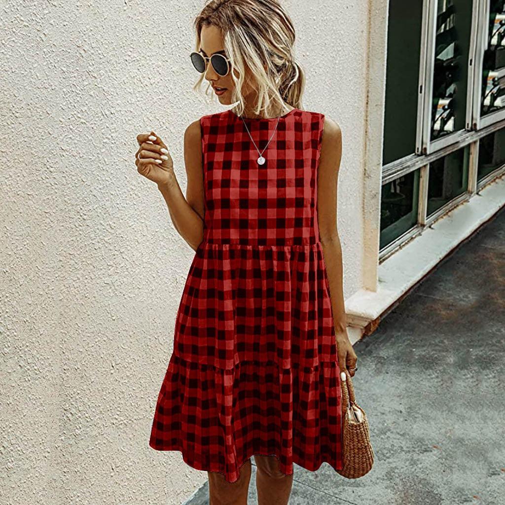 Plaid loose women's dress - Trendha