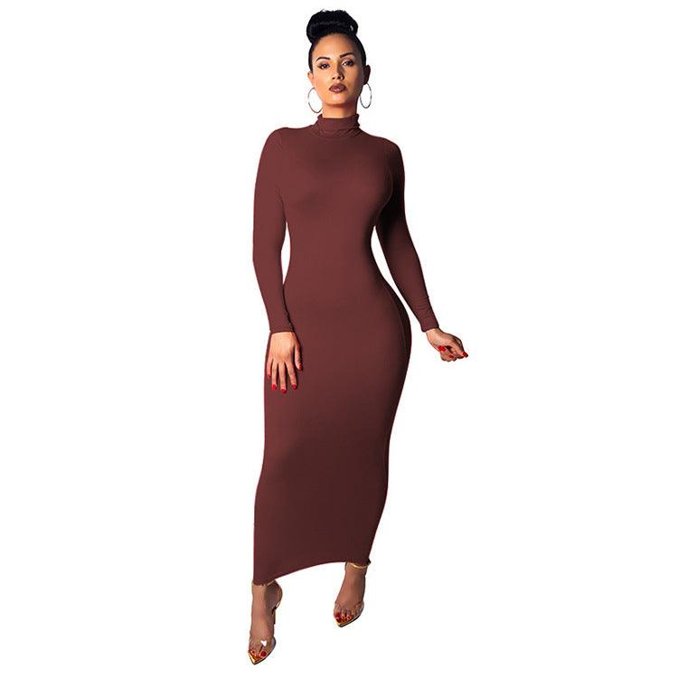 Long sleeve high neck dress - Trendha