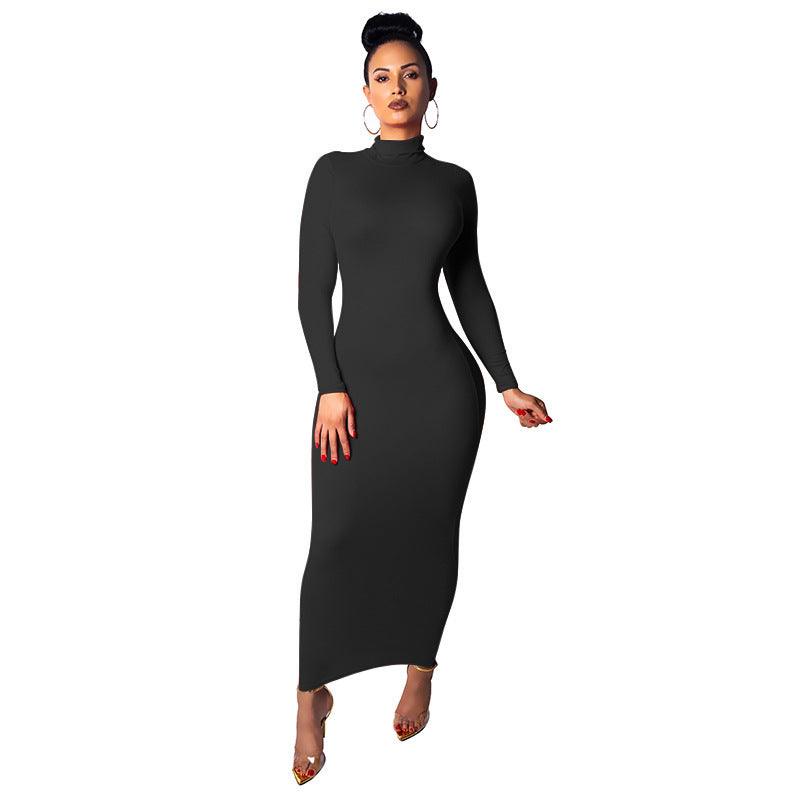 Long sleeve high neck dress - Trendha