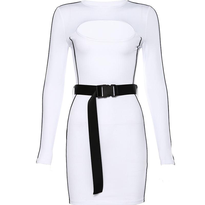 Sexy cut out slim long sleeve dress - Trendha