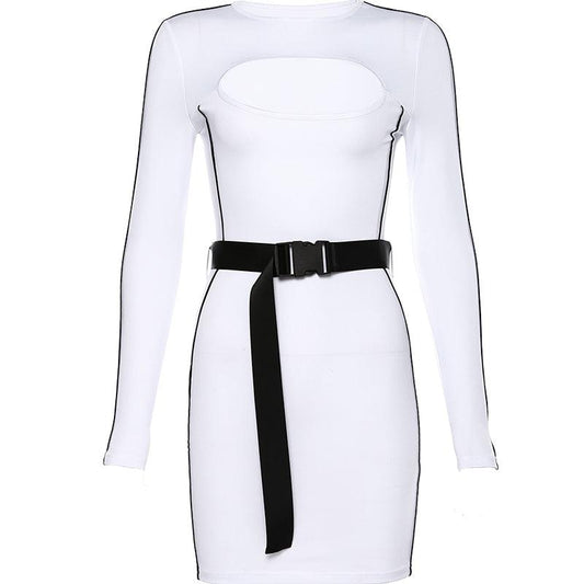 Sexy cut out slim long sleeve dress - Trendha