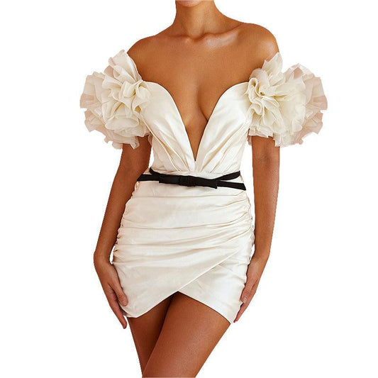 Zip black belt bag hip dress