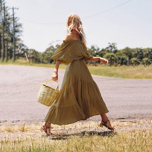 Ruffled bat sleeve dress - Trendha