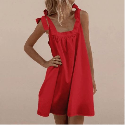 Comfortable A-line dress with suspenders - Trendha