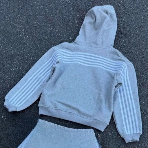 Retro Letter Embroidered Zip Hoodie