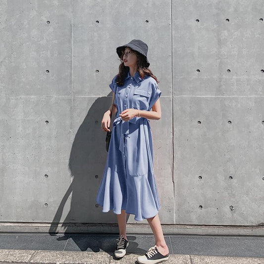 French Hepburn fishtail shirt dress - Trendha