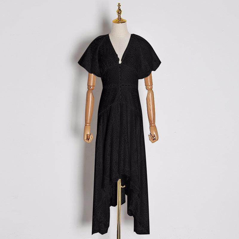 Lantern sleeve short front and long dress - Trendha