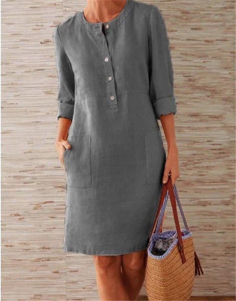 Flowy Cotton Linen Dress - Perfect for Comfortable Summer Wear - Trendha