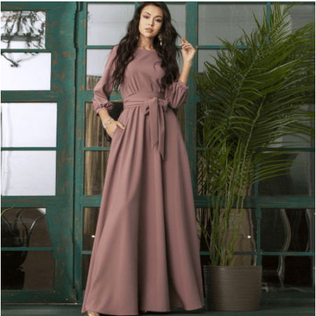 Lantern Sleeve long dress