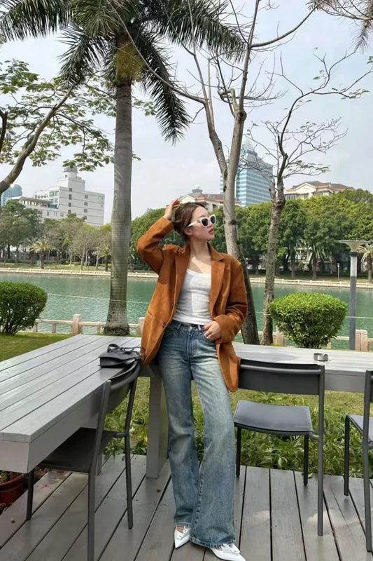 Suede Two-Button Casual Blazer