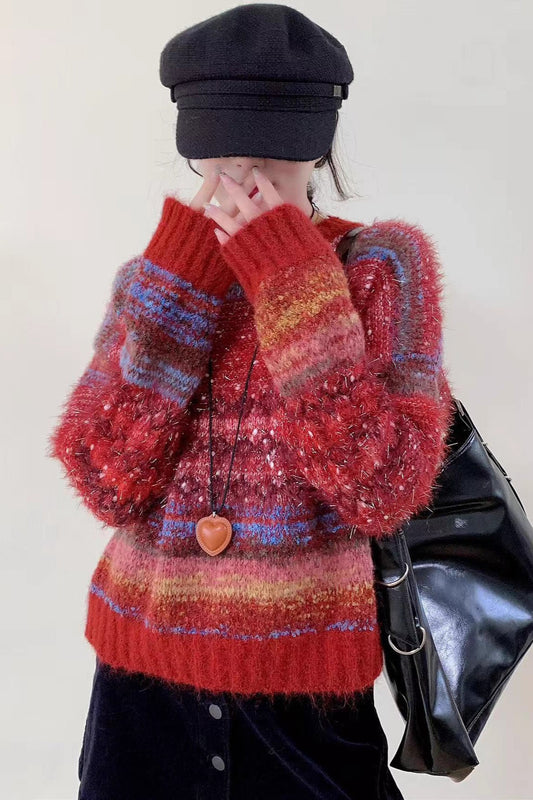 Gradient Color Long Sleeve Knit Sweater