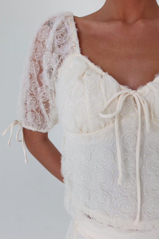 Stella Rose Applique Puff Sleeve Top