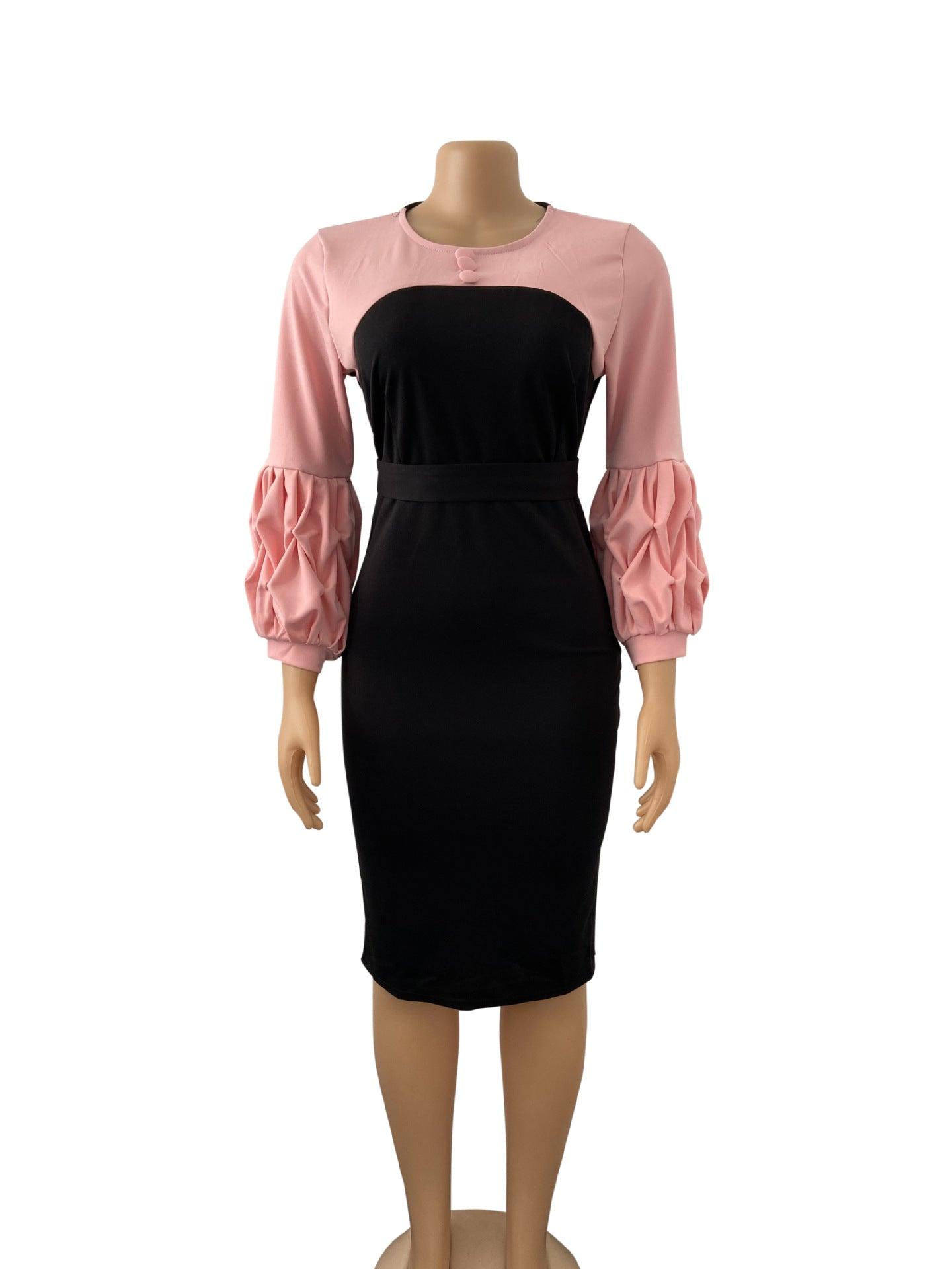 Women's Summer Puff Sleeve Stitching Was Thin With Clothes Banquet Dress - Trendha